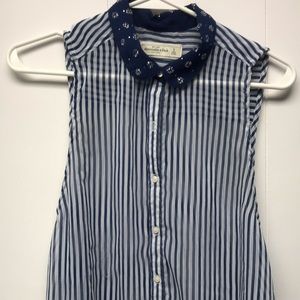 A&F striped sleeveless button down